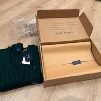 Maglione Ralph Lauren a Trecce Verde Scuro nuovo