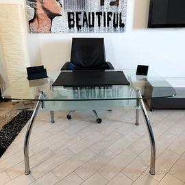 Scrivania in vetro temperato + accessori scrittoio
