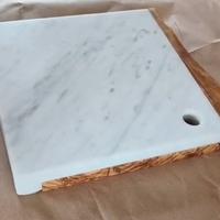 Tagliere marmo di Carrara e legno massello Ulivo