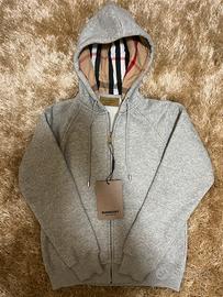 Felpa Burberry con Zip Grigia e Nuova  - Taglia M