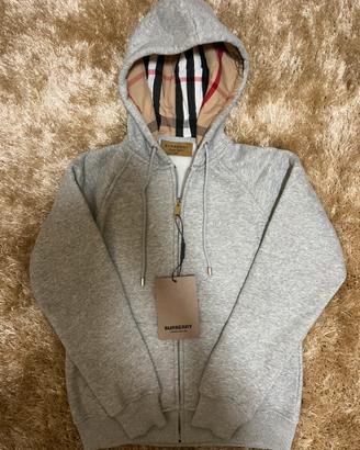 Felpa Burberry con Zip Grigia e Nuova  - Taglia M