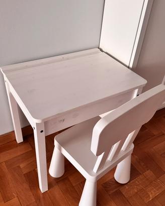 Tavolino ikea SUNDVIK   + sedia di plastica MAMMUT