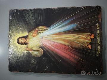 Icona Gesu' misericordioso stampa legno nuovo