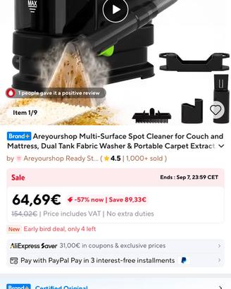 Lavapulitrice Portatile per Divani materassi