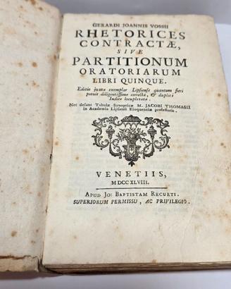 Libro Antico 1748 - Vossii Rhetorices contractae