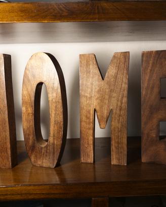 Lettere decorative HOME in legno massiccio arredo