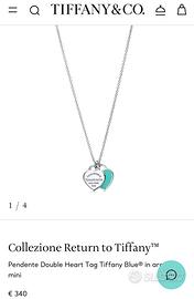 Pendente Double Heart Tag Tiffany Blue