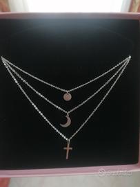collanina con tripla catenina e ciondoli s. steel