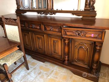 Credenza bassa da soggiorno in legno, vintage