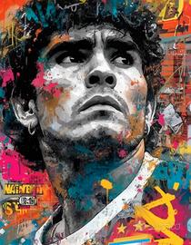 Quadro dipinto Maradona: El caos de la gloria!