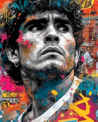 Quadro dipinto Maradona: El caos de la gloria!
