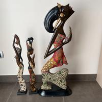 Statue africane in legno in stile etnico-tribale