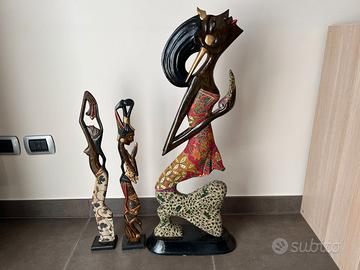 Statue africane in legno in stile etnico-tribale