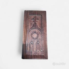 Quadro vintage in legno intagliato parete chiesa