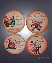 Calamita di legno 10 cm pirografata mamma e nonni