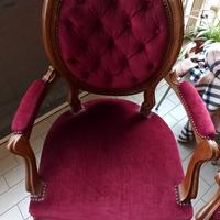 Coppia poltrone stile Luigi XVI in velluto rosso 