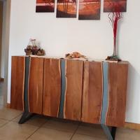 CREDENZA  LEGNO/ACCIAIO NERO