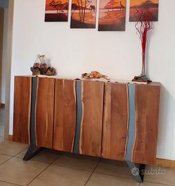 CREDENZA  LEGNO/ACCIAIO NERO