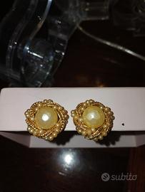 orecchini vintage perla e metallo