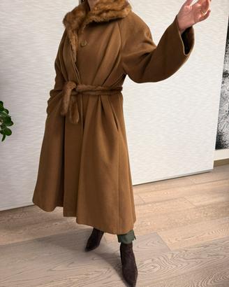 Cappotto vintage Ferrè collo e cintura visone