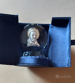 Icona Padre Pio in lamina argento su cristallo