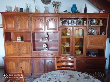 MOBILE SALA CON TAVOLO E SEDIE LEGNO MASSELLO 