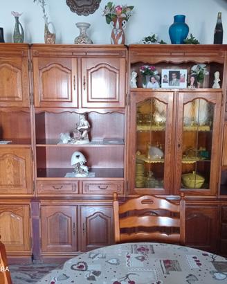 MOBILE SALA CON TAVOLO E SEDIE LEGNO MASSELLO 