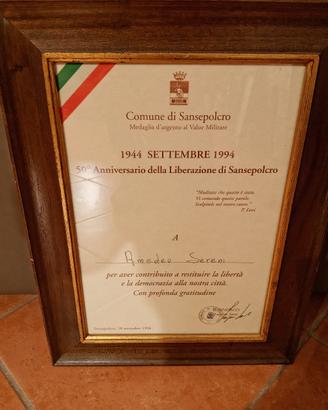 attestato gratitudine ufficiale 