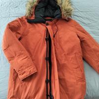 ZARA PIUMINO eco arancio con cappuccio pelliccia 