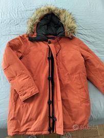 ZARA PIUMINO eco arancio con cappuccio pelliccia 