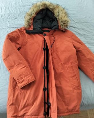 ZARA PIUMINO eco arancio con cappuccio pelliccia 