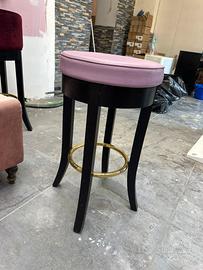 Sgabello legno massello seduta ecopelle