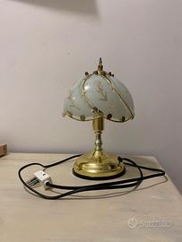 Lampada da tavolo vintage in ottone e vetro touch