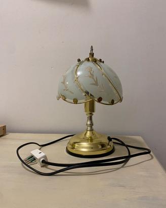 Lampada da tavolo vintage in ottone e vetro touch