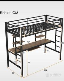 Letto a soppalco con scrivania