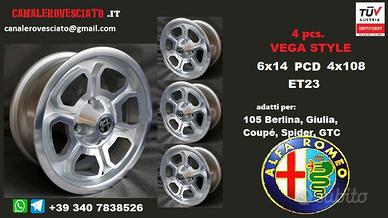 Cerchi vega silver 6x 14 4x108 alfa romeo Giulia