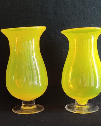 coppia di vasi in vetro di murano