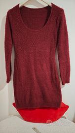 vestito in maglia rosso mattone S nuovo 