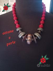 collana ottone e perle 