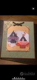 Quadro giapponese con origami, tema hinamatsuri