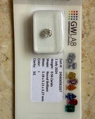 Diamante rotondo 0,56 ct SI1 colore I