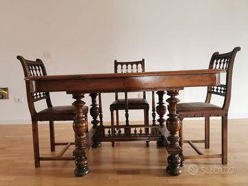 Tavolo apribile in legno francese + 6 sedie
