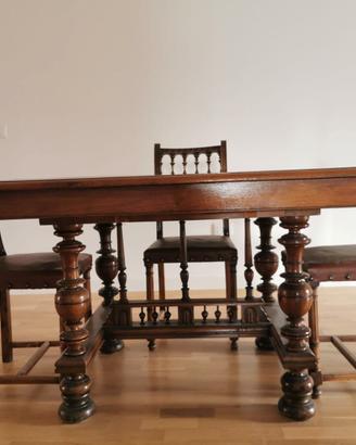 Tavolo apribile in legno francese + 6 sedie