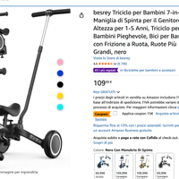 triciclo in metallo pieghevole e regolabile
