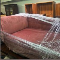 divano/poltrona e puffo vellutato rosa/bordeaux