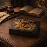 Scatola antica papier mâche laccata orientale