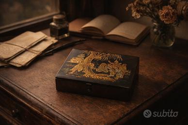 Scatola antica papier mâche laccata orientale