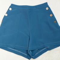 Shorts Artigli blu vita alta con bottoni oro