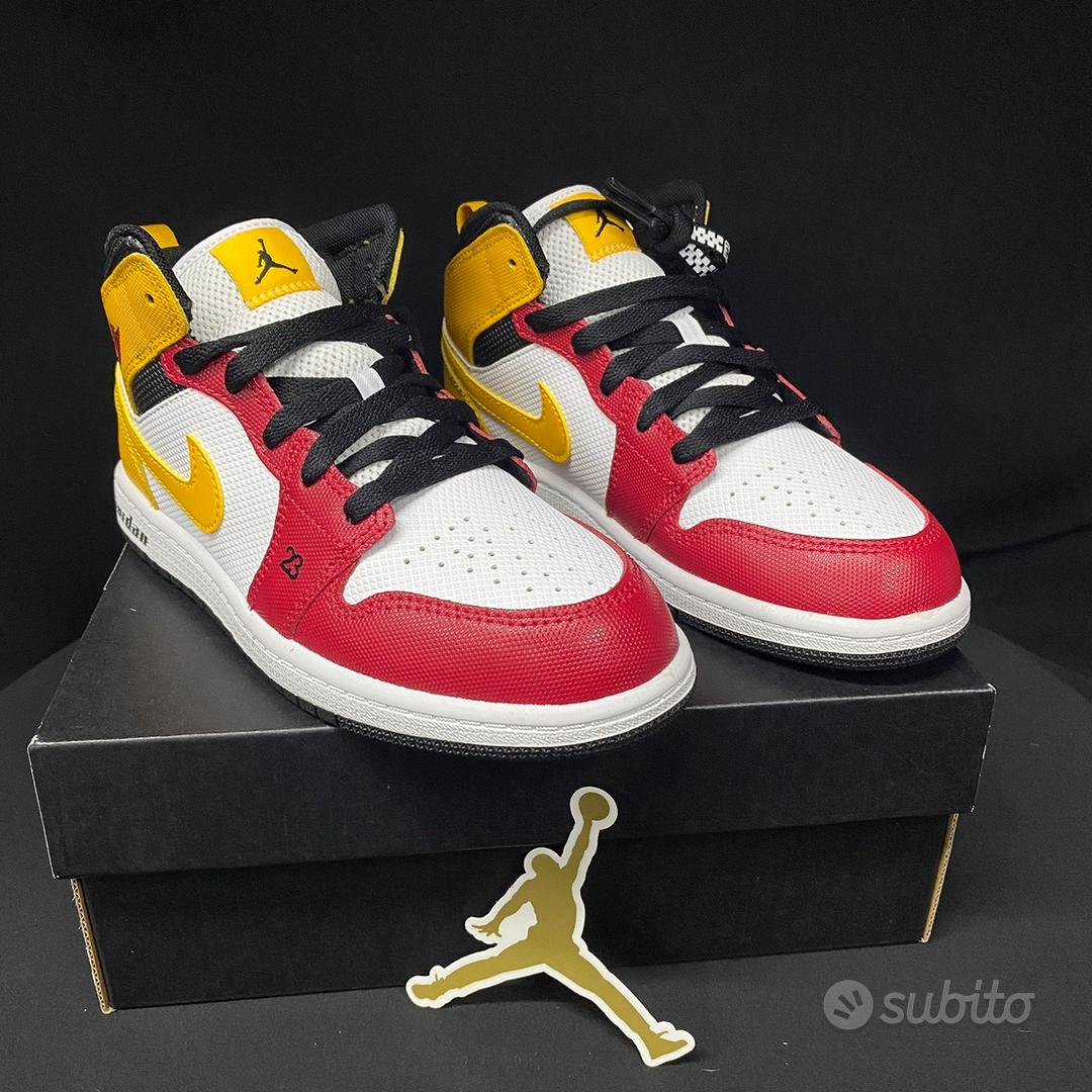Jordan Mid Giallo Rosso Nero Bianco Abbigliamento e