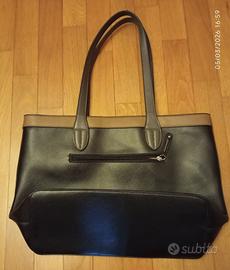 Borsa Carpisa corpo nero-beige manici grigio